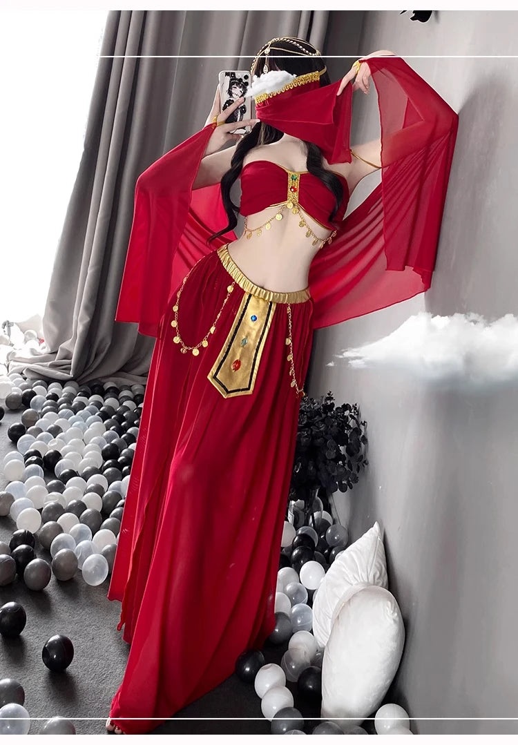Role Playing Sexy Western Dance Girl Aladdin Peacock Princess Greek Goddess Costume Hot Egyptian Exotic Costume Performance Set