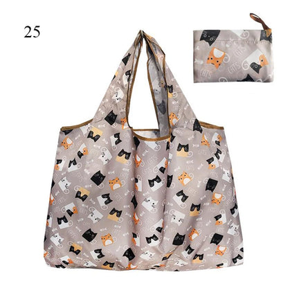 Foldable Large Shopping Storage Bags For Groceries Recyclable Grocery Tote Pouch Eco-Friendly Heavy Duty Washable Shopper Bag