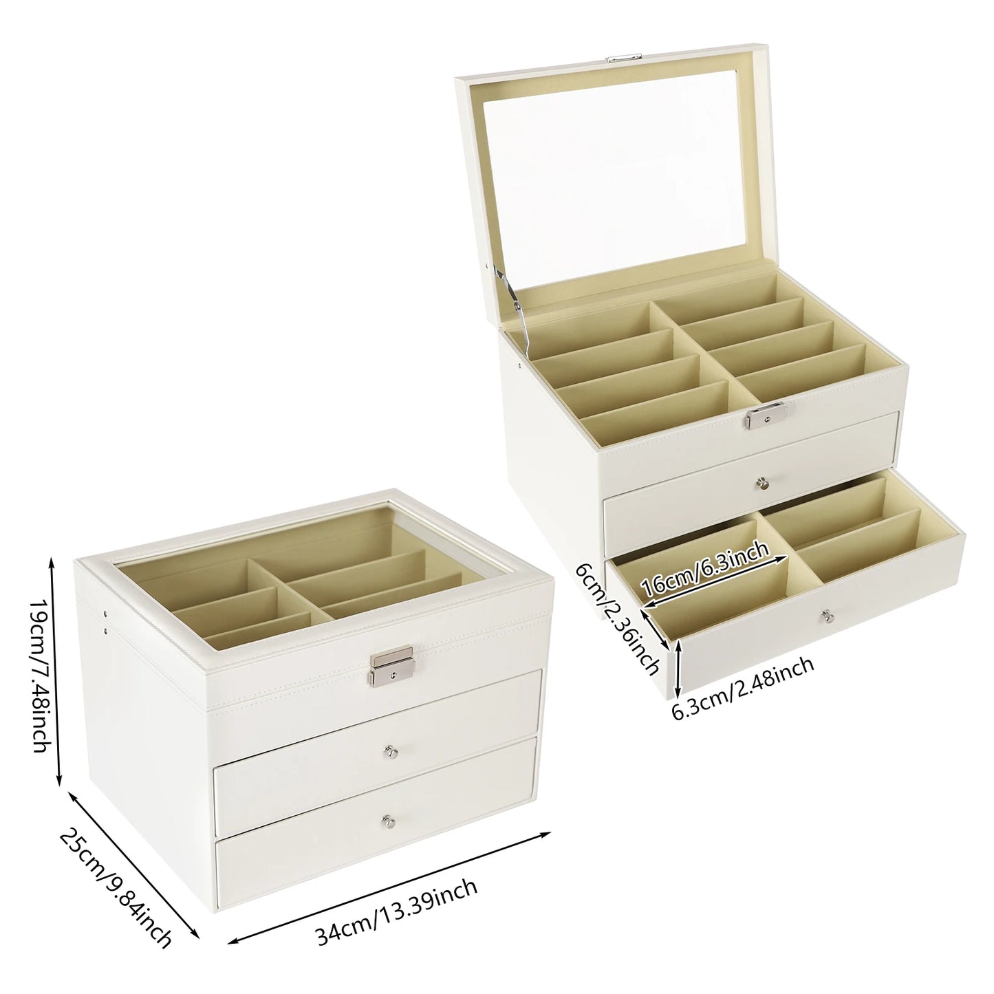 3-Tiers Sunglasses Organizer Collector - 18/24 Slots Eyeglasses Sunglass Glasses Storage Box, Eyeglasses Eyewear Display Case