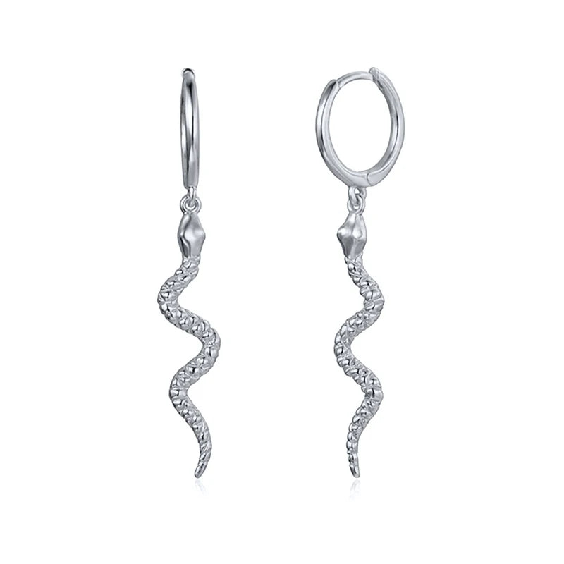 925 Sterling Silver Needle Pave Crystal Snake Type Stud Earrings for Women Simple Cute Animal Earrings Fashion Delicate Jewelry