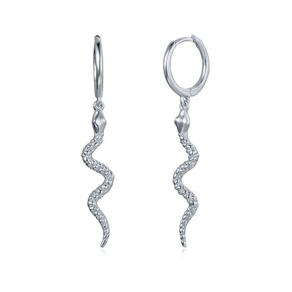 925 Sterling Silver Needle Pave Crystal Snake Type Stud Earrings for Women Simple Cute Animal Earrings Fashion Delicate Jewelry