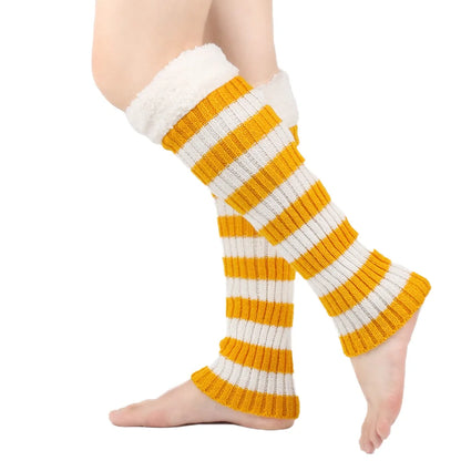 Winter Warm Women Leg Warmers Fashion Stripe Autumn Knitted Foot Cover Fleece Crochet Arm Warmer Heap Socks Boot Cuffs