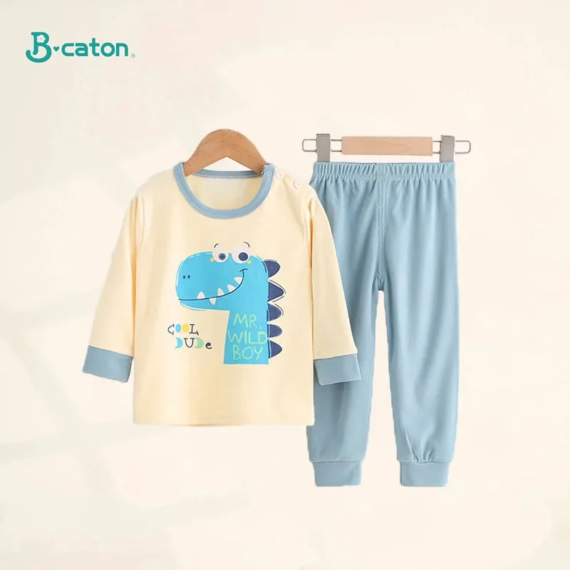 Autumn Winter Children Sets Long Sleeve Cartoon Children Clothing Boys Girls Underwear Sleepwear Round Neck Kids Clothes