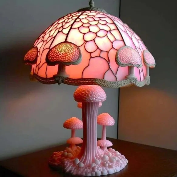 Illusionary Mushroom Table Lamp Colored Resin Plant Flower Series Snail Octopus Creative Color Bedside Retro Night Light