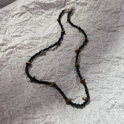 EtherealBe Y2K opal necklace for women with black beads and unique gemstone accents