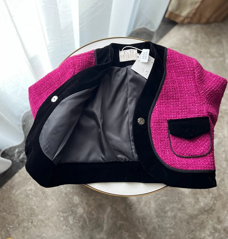 EtherealBe Sweet Pink Tweed Blazer for Ladies