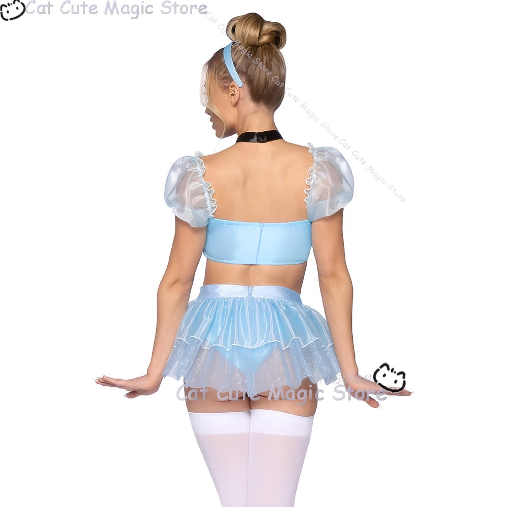 Adult Women fantasia Halloween Clothes Party Play Roleplay Cosplay Costume Sexy Blue Uniforms disfraz Princess Maid Lingerie