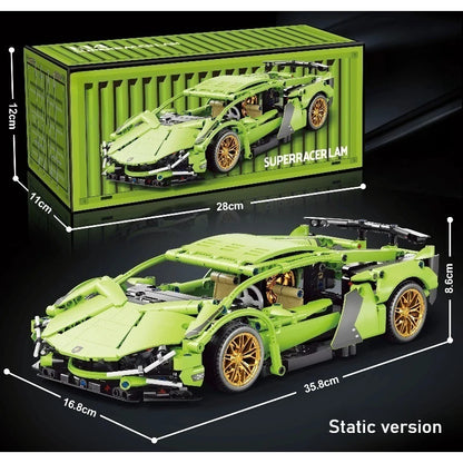Technology Racing Car Block Model 1280PCS+ 1:14 Motion Speed Car Model Mechanical Super Block Assembly Toy Children Adult Gifts