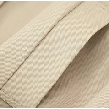 Belted Waist Cropped Trench Double Breasted Stand Collar 2025 Autumn Chic Elegant Women Coat Casual Vintage Office Lady Jacket