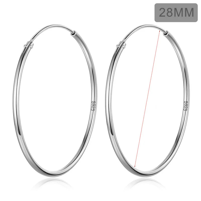 TrustDavis Real 925 Sterling Silver Earring Fashion Simple Korean Hoop Earrings For Women Charming Chic Party Fine Jewelry DD455