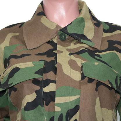 Women's Clothes Coats Casual Fashion Camouflage Print Large Pocket Lapel Long Sleeve Short Jacket for Women