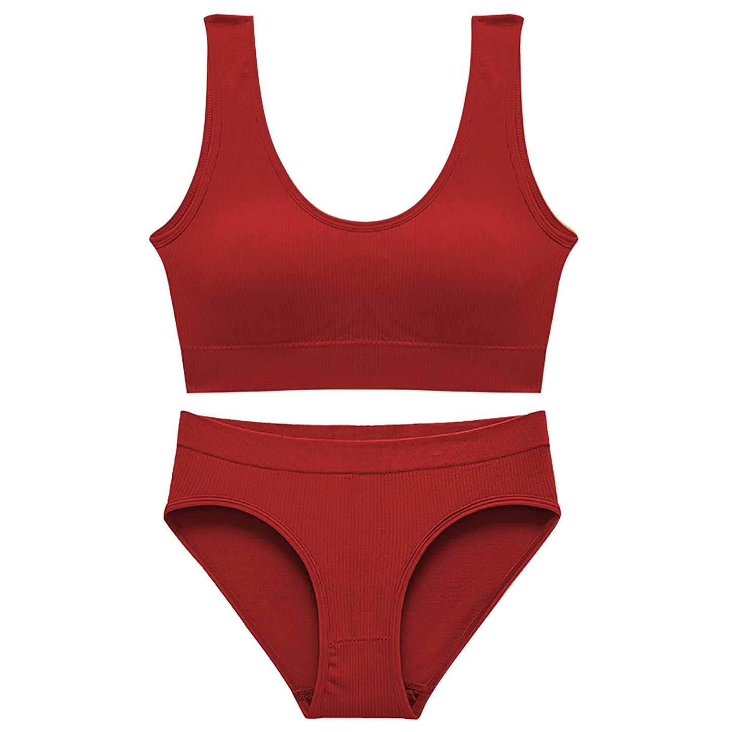 Women Seamless Bra Set Seamless Non Wire Brassiere High Waist Underwear Female Wide Shoulder Strap Vest Bras Set Women Underwear