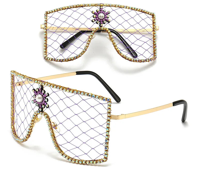 Luxury Diamonds Steampunk Sun Glasses Women Men Oversized Rhinestone Spectacles DIY Trends Personality Eyewear De Sol Oculos
