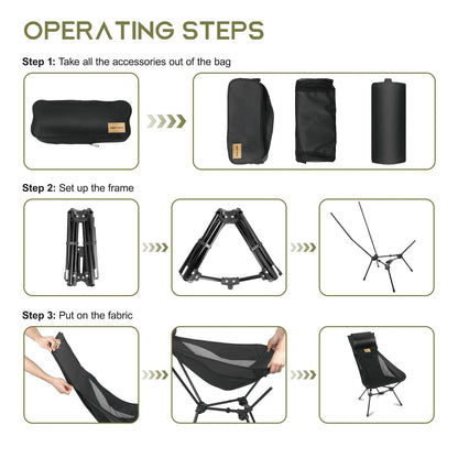 WESTTUNE Outdoor Folding Chairs with Headrest and Storage Bag Lightweight Chair for Outside Camping Hiking Travel Beach Sports