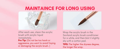 Saviland 7pcs Acrylic Nail Brush Set Size4/6/8/10/12/14/16 Acrylic Brushes for Acrylic Application Acrylic Powder Nail Art