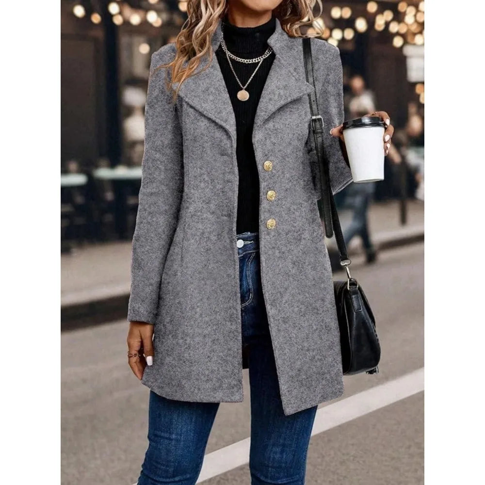 Women's winter coats; solid-color women's winter tops; mid-length, elegant and comfortable long-sleeved cardigans for women