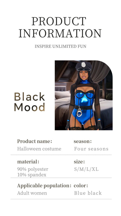 Women's Mean Business Sexy Cop Costume Sexy Bodycon Catsuit Cosplay Costume For Adults