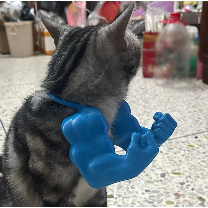 Pet Cat Muscle Arms 3d Creative Strong Man Giant Arms Halloween Cat Costume Accessory Cat's Neck Arm With Muscle For Pet Cosplay