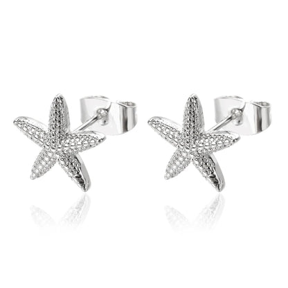 Geometric Fashion Temperament Casual Starfish Stud Earrings For Women Stainless Steel Earrings Female Summer Jewelry Gift