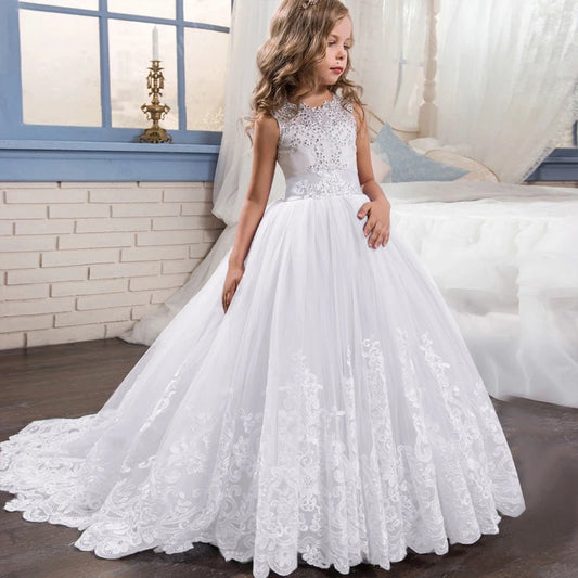 Red Christmas Clothes for Kids Girls Children's Pageant Performance Formal Gown Teen Girls Wedding Party