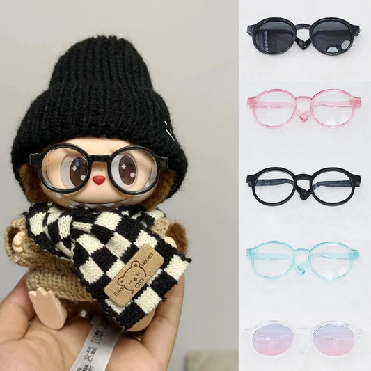 Labubu 6.5cm Transparent Plastic Glasses for 1/8 1/6 1/3 1/4 BJD for Labubu MSD SD Plush for EXO Doll Sunglasses
