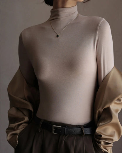 Women's Solid Innerwear Pullovers Sweaters Autumn Winter Casual Long Sleeve Bottoming Tops High Quality Half-High Collar Jumpers