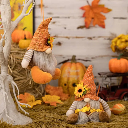 Funny Decorative Thanksgiving Doll Ornaments Soft Cartoon Gnome Doll Ornaments Cute Sunflower Gnome Doll Autumn Decor