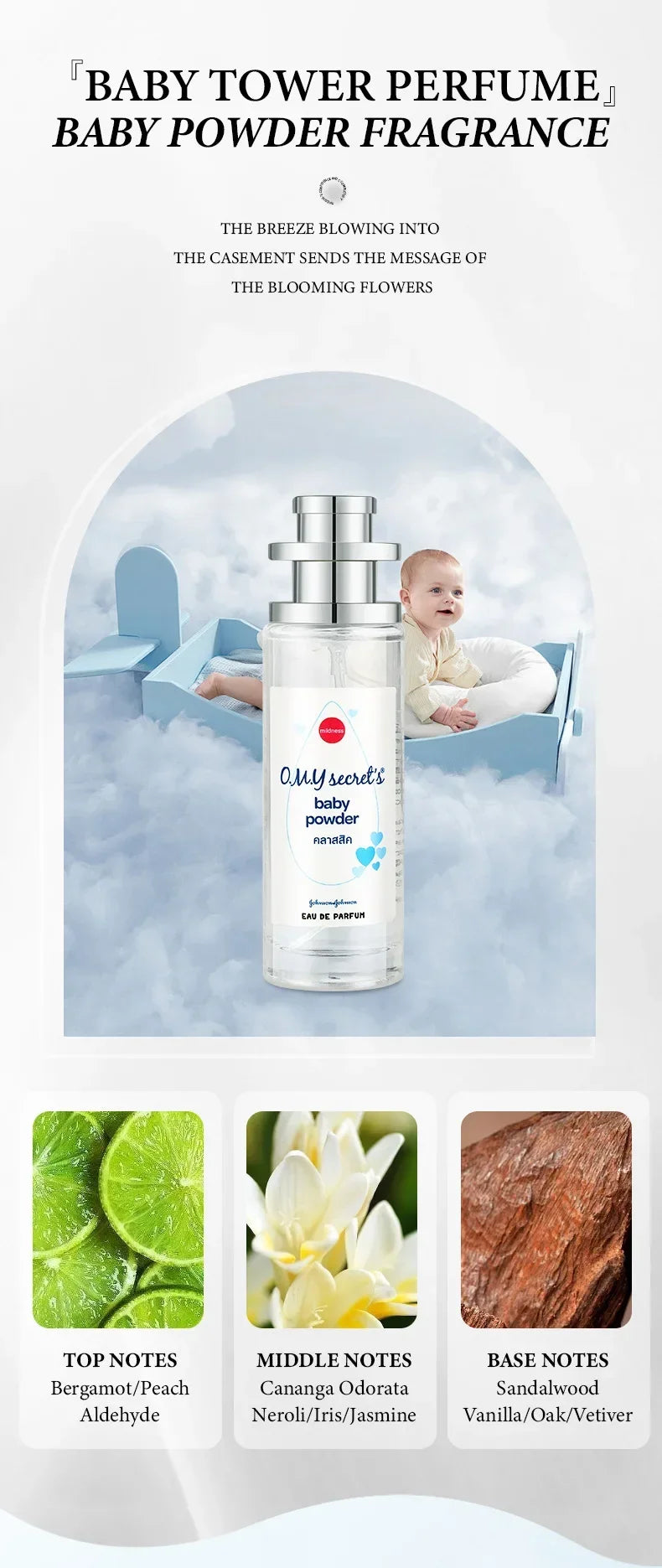 Milk Scent Baby Powder Vanilla Perfume Spray,Floral Fruity Women Scent,Coconut/Almond/Musk/Lemon/Mint/Cedar/Sakura Fragrance