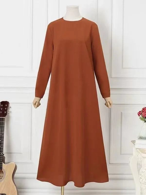 2024 Fashion Islam Ramadan Abaya Solid Loose Pullover Abayas Women Casual Elegance Long Sleeve Long Women Clothes Musulman Robe