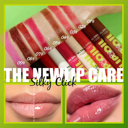 EtherealBe hydrating jelly lip gloss shades displayed on lips and swatches for vibrant color options