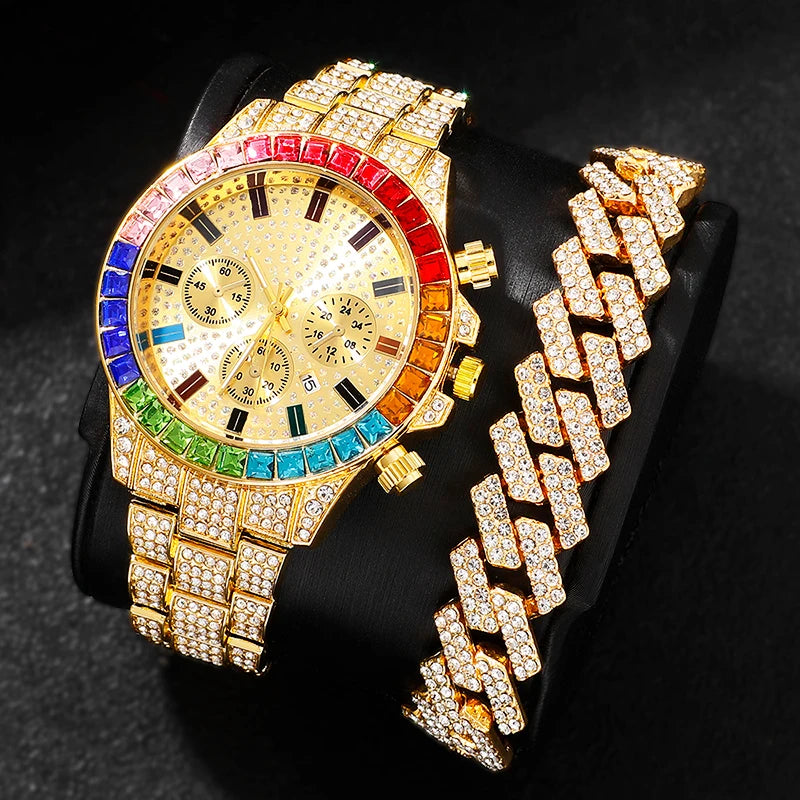Diamond Women's Watches Gold Watch Ladies Wrist Watches Luxury Brand Rhinestone Women Bracelet Set Watches Female Relogio