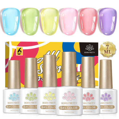 BORN PRETTY 7ml Glitter Gel Nail Polish Set Sparkly Shiny Gold Silver Pink Glitter Gel Polish Kit Winter Christmas Gift Box