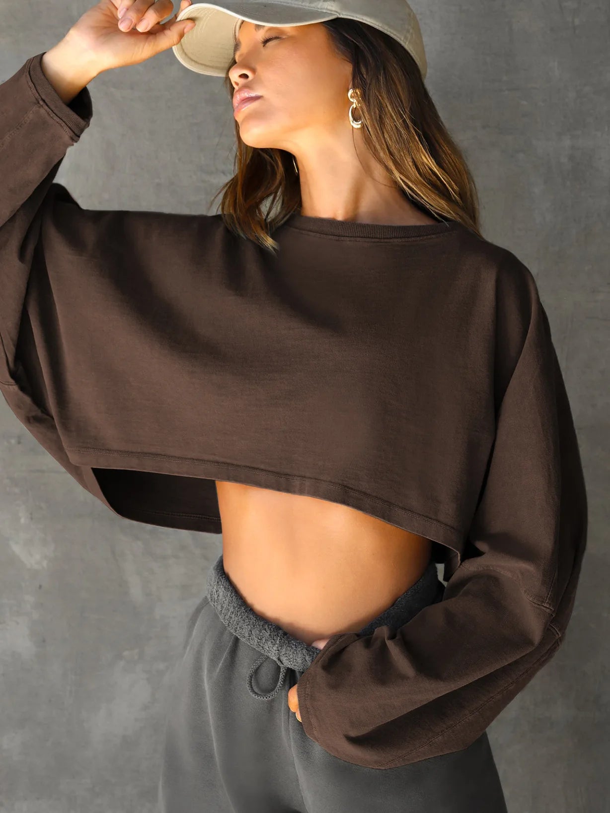 Autumn Winter Women's No Hat Hoodies Fashion O-neck Loose Long Sleeve Pullove Casual Workout Jogger Female Sexy Crop Sweatshirt