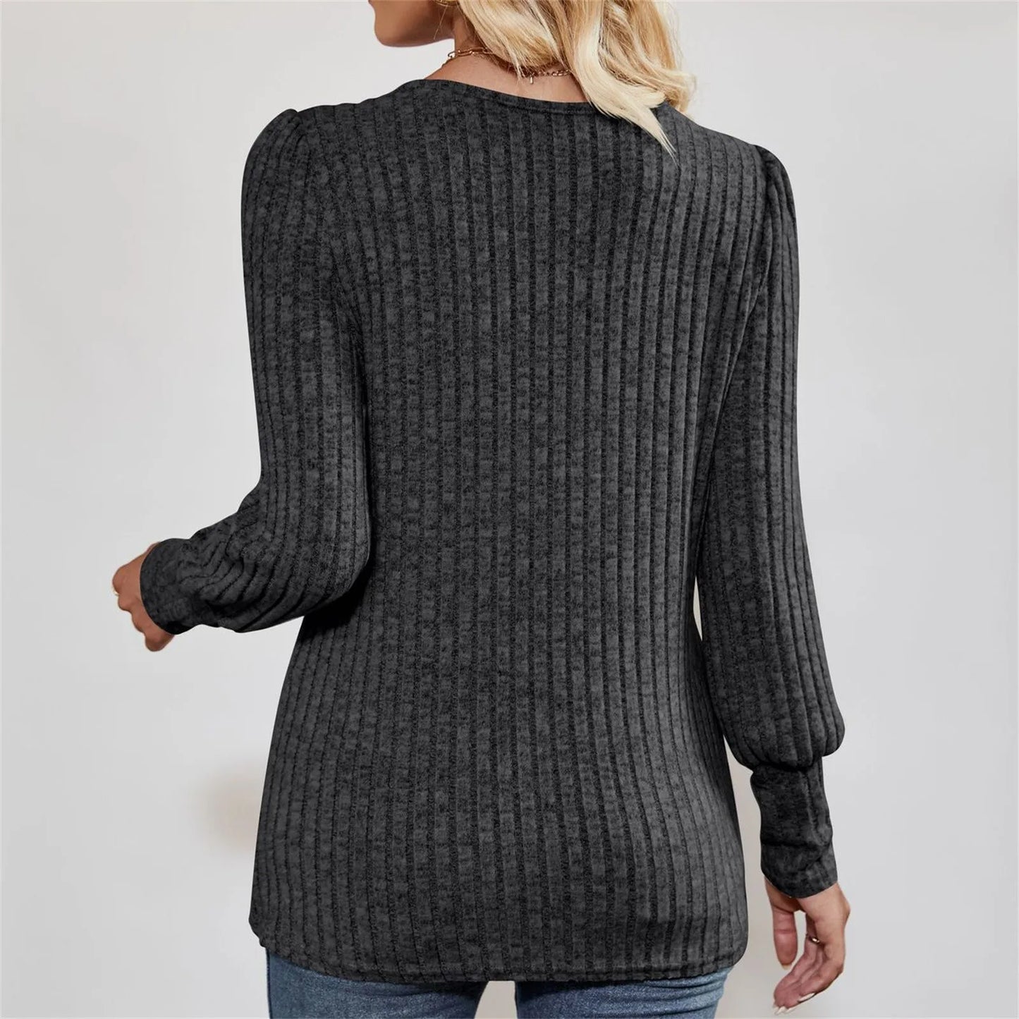 Autumn Elegant Trendy Long Sleeve Comfortable Ladies Top Casual Women's Pullover Simple Design Daily Solid Color Dress up