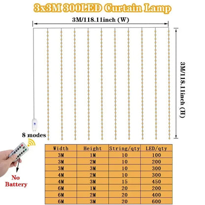 2024 Christmas Home Bedroom Decorations USB Curtain LED String Lights Remote Control New Year 2025 Xmas Party Decor Noel Navidad