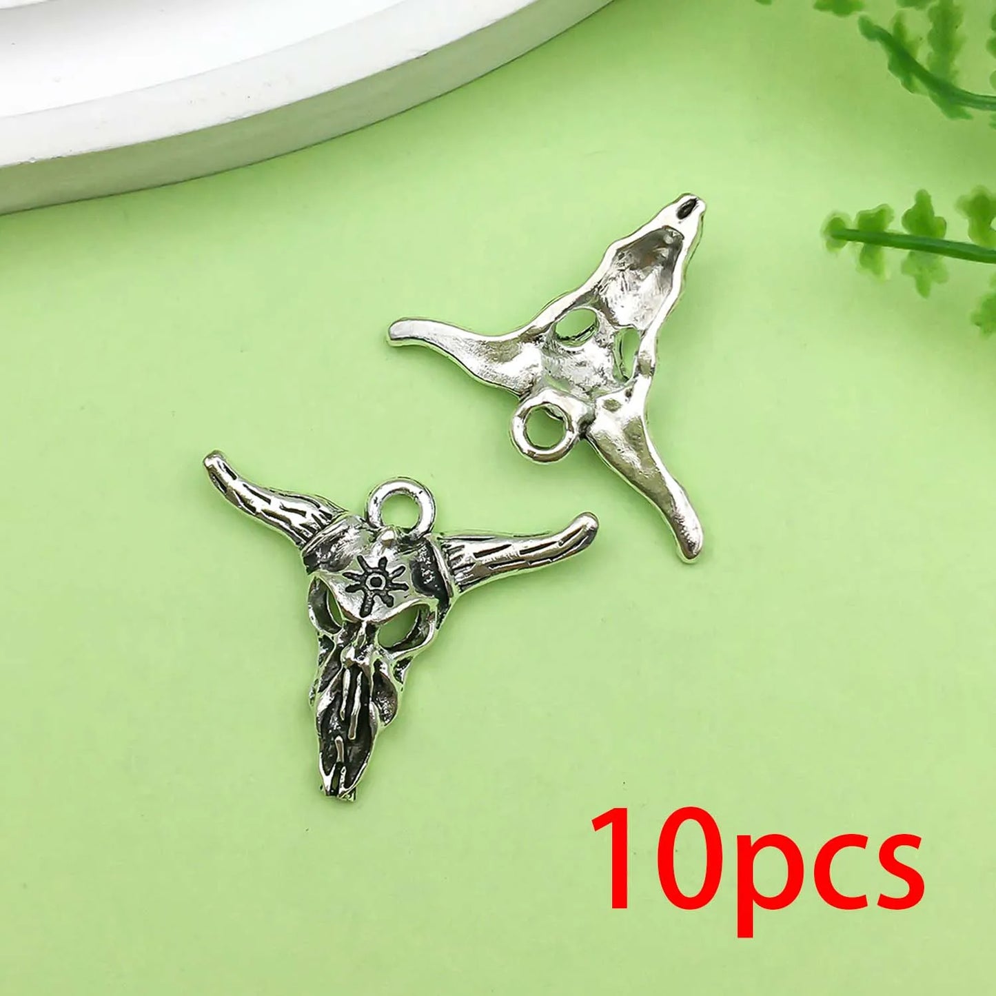 10/12pcs Halloween Decorate Charms Alloy Skull moth,Spider,Bull Head,bat Pendants for DIY Jewelry Making Accessories