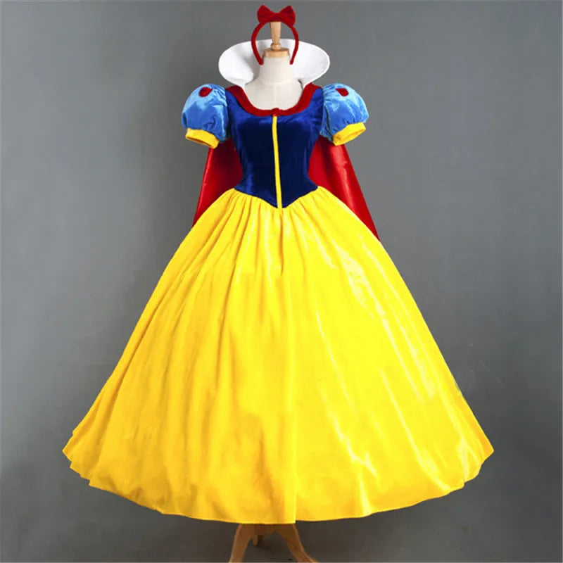 EtherealBe Snow White Halloween party costume with a classic blue and yellow design and red accents