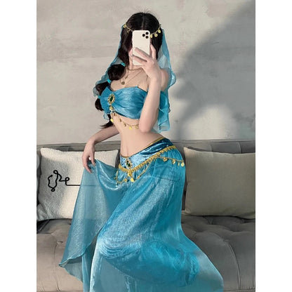 Role Playing Sexy Western Dance Girl Aladdin Peacock Princess Greek Goddess Costume Hot Egyptian Exotic Costume Performance Set