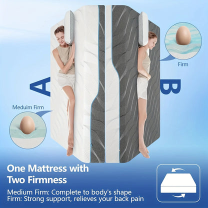 EtherealBe queen size flippable mattress for back pain with medium firm and firm sides for customizable comfort