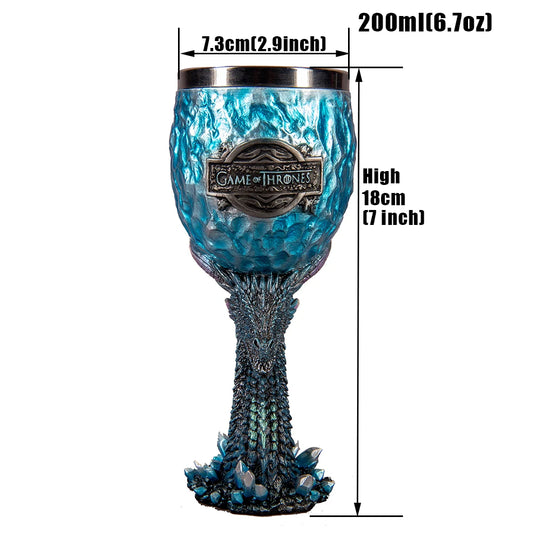 GOT Goblet 200ml High Quality Resin Stainless Steel Wine Glass Champagne Goblet Halloween Christmas Gift Fantasy Retro Drinkware