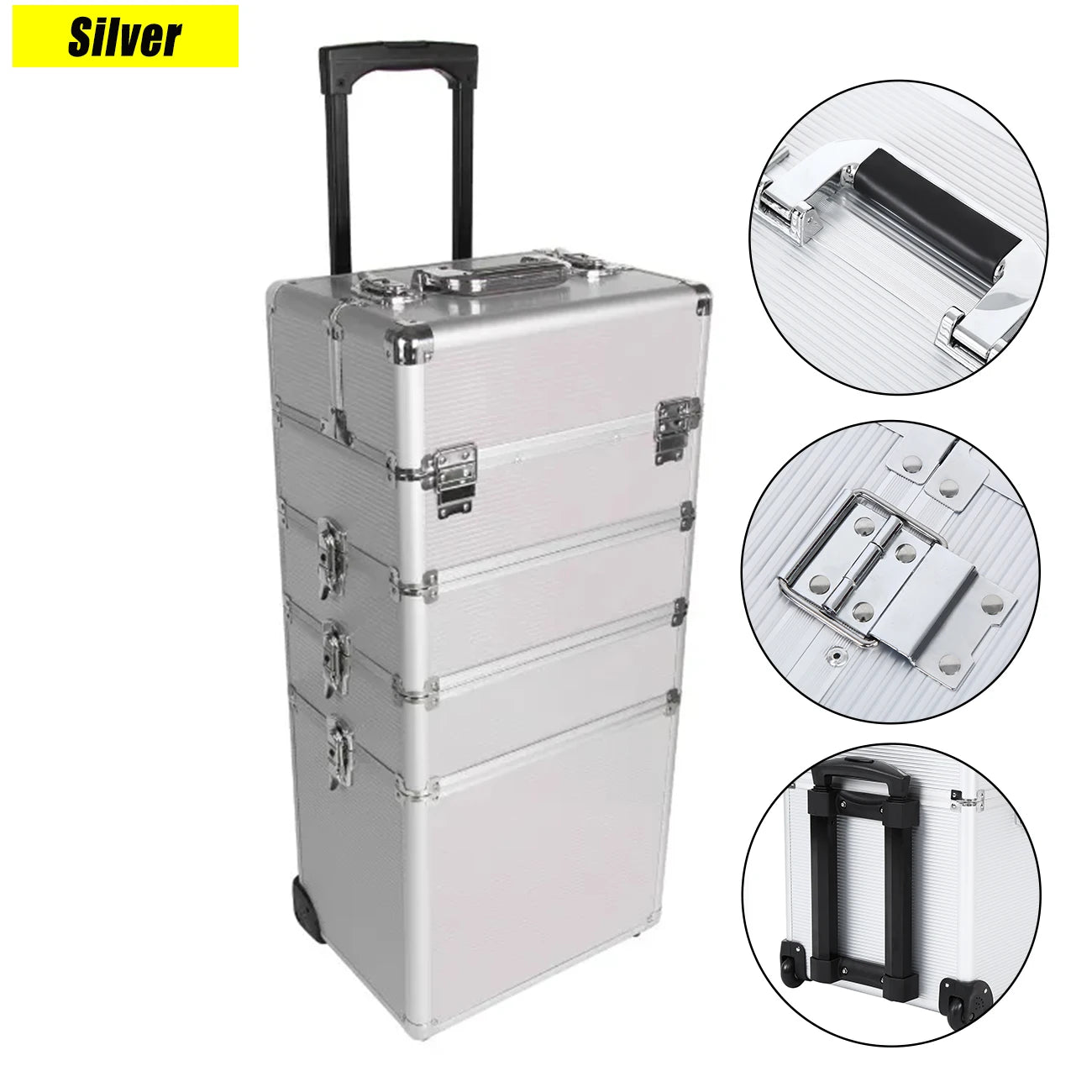4 in 1 Trolley Make Up Case Cosmetic Nail Hairdressing Beauty Vanity Trolley Rolling Train Case Large Capacity Luggage Bag