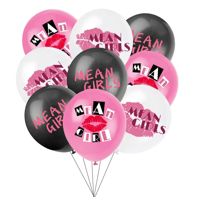 New Disney Cartoon Mean Girl Pink Theme Birthday Party Articles Latex Balloon Cake Decoration Banner Baby Shower Girl Kid Gift