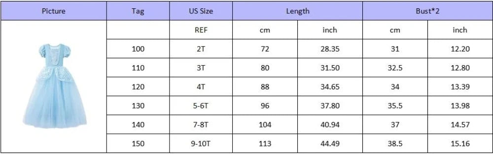 Kids Cosplay Costume Girl Summer Pageant  Fantasy Children Cinderella Carnival Clothes Princess Birthday Dress 2-10 Year