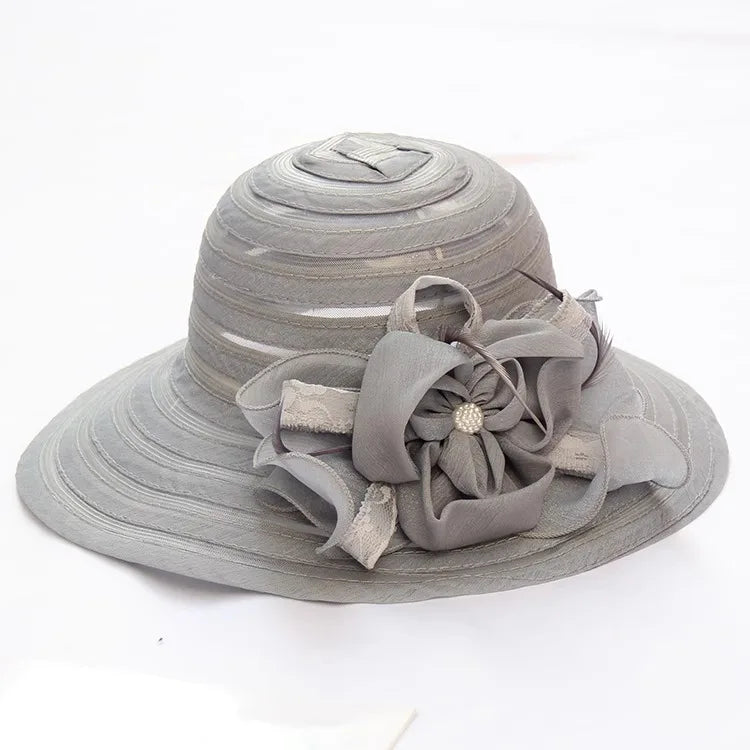 Fashionable versatile hats for women with big brim top hats flowers sun hats summer seaside sun hat