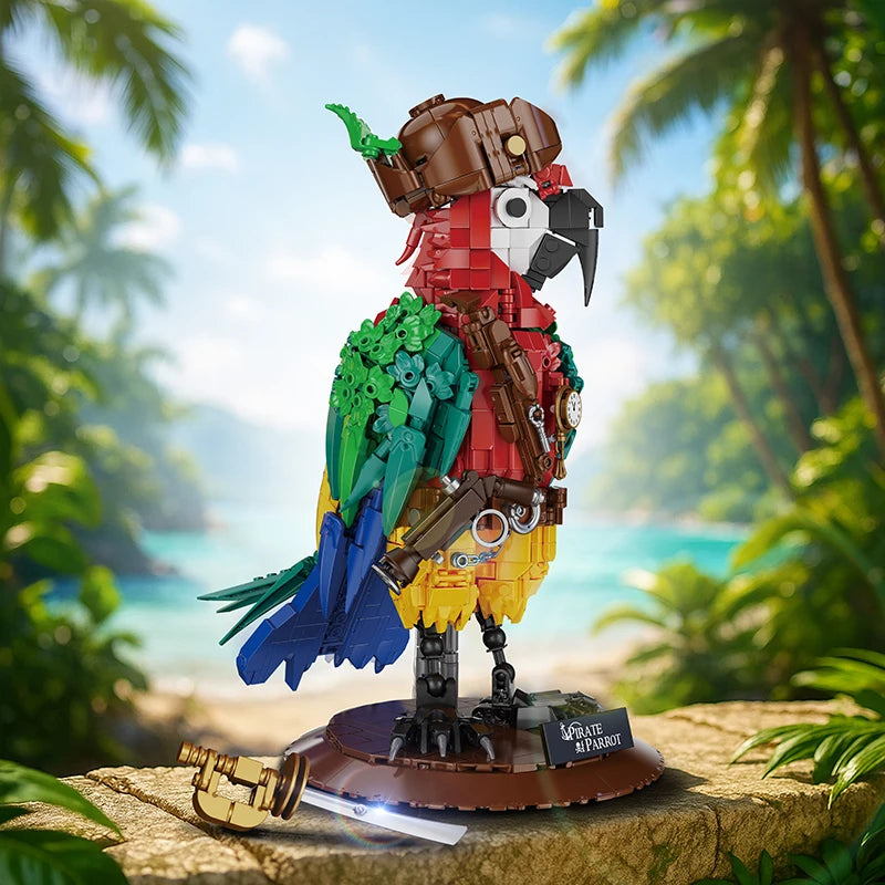 Pirate Parrot MOC Building Blocks Animals Cool Room Decoration Creative Bricks DIY Toys for Kids Children Adult Festival Gifts