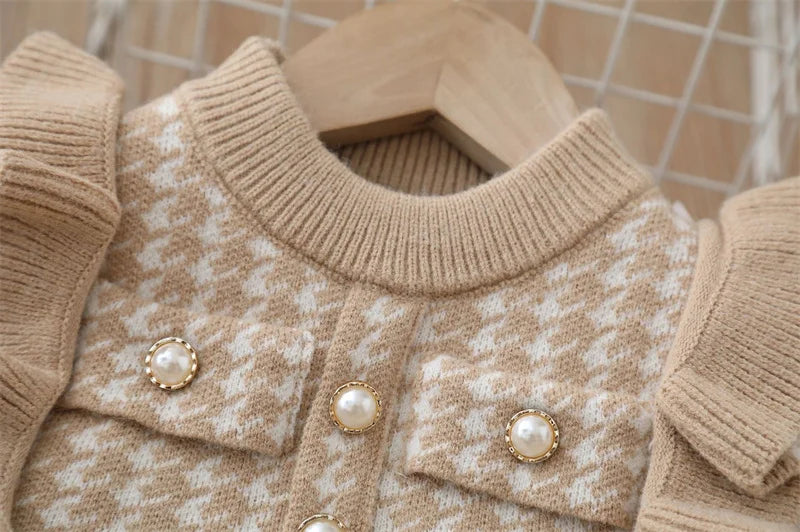Girls Knitted Long Sleeve Casual Kids Baby Knitted Outfit  2-8 Years Christmas School Costume