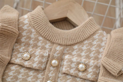 Girls Knitted Long Sleeve Casual Kids Baby Knitted Outfit  2-8 Years Christmas School Costume