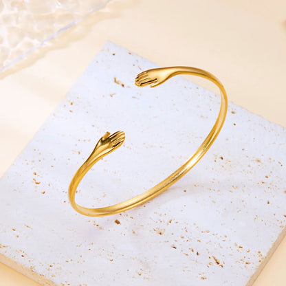 Exaggerated Metal Shell Starfish Flower Bangles Bracelets For Women Men Stainless Steel Fish Bow Heart Open Cuff Bangle Jewelry