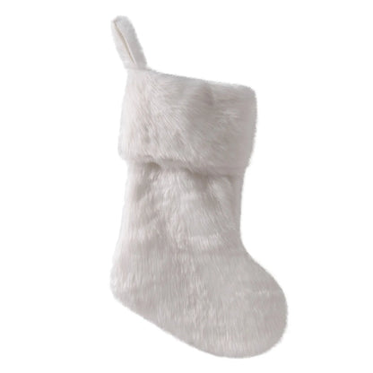Large White Christmas Stockings Plush Socks Gifts Candy Bag Xmas Tree Pocket Hanging Ornament New Year Christma Decorations