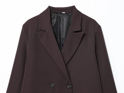KONDALA Elegant Double Breasted Suit Women's Fall Commute Lapel Blazer Coat 2025 Spring Autumn Minimalist Office Lady Blazer